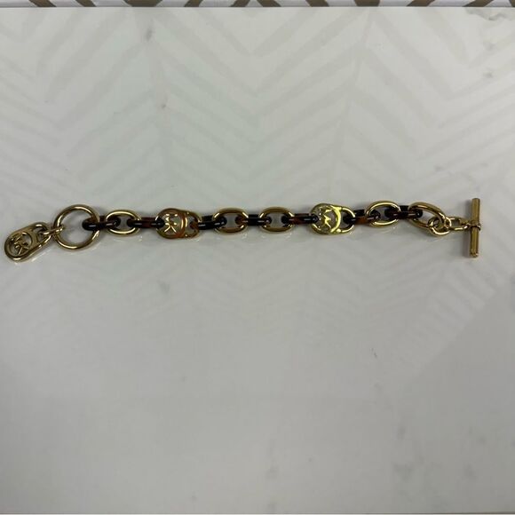 Michael Kors Goldtone Tortoise Acetate Link Bracelet - Picture 4 of 5